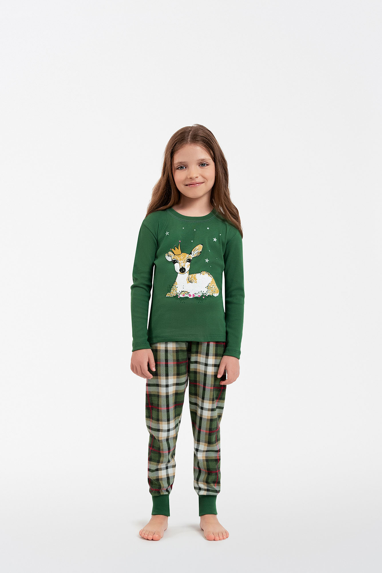 Girls' Pyjamas Zonda, Long Sleeves, Long Legs - Green/print