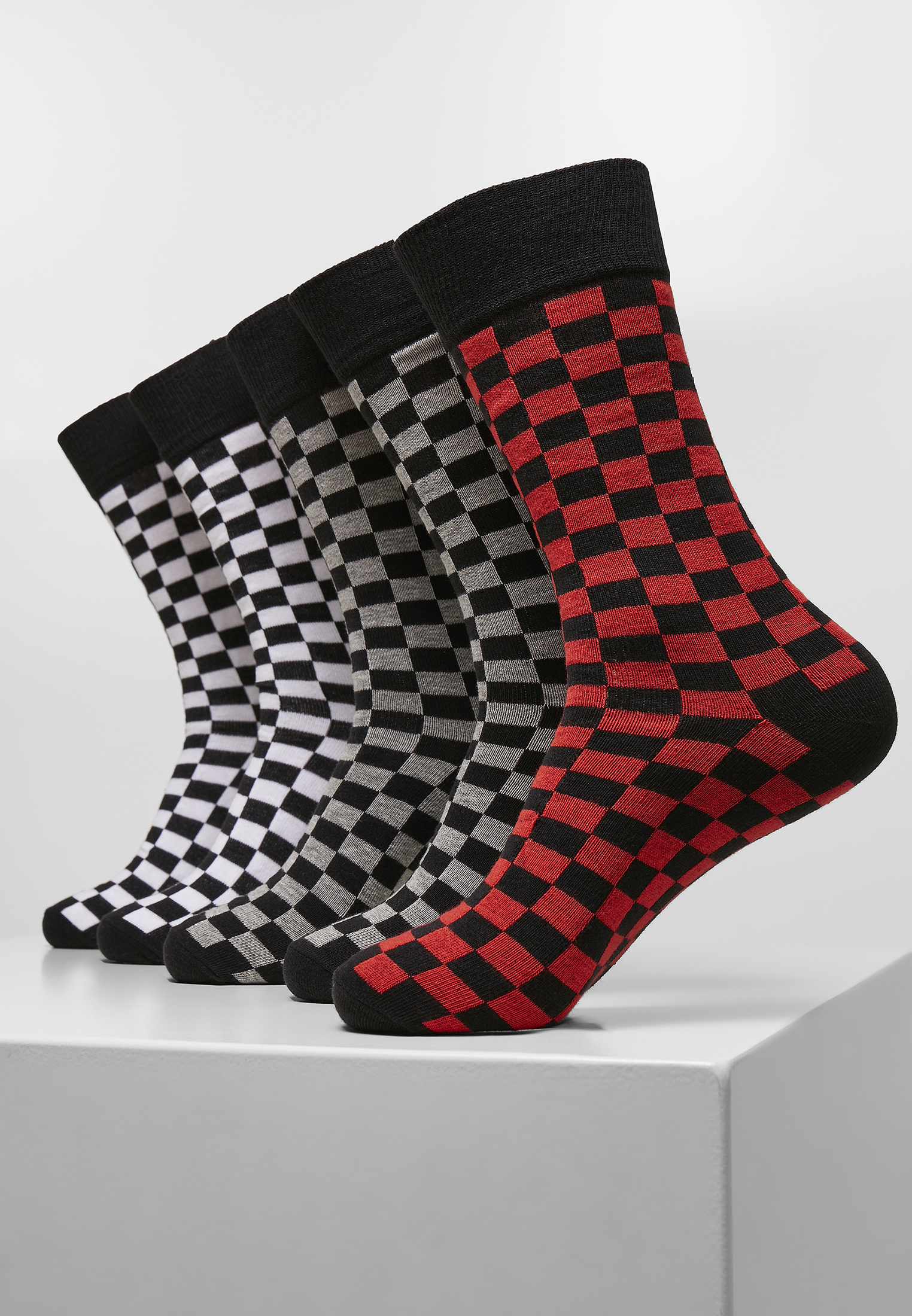 Check Socks 5-Pack blk/h.šedá/wht