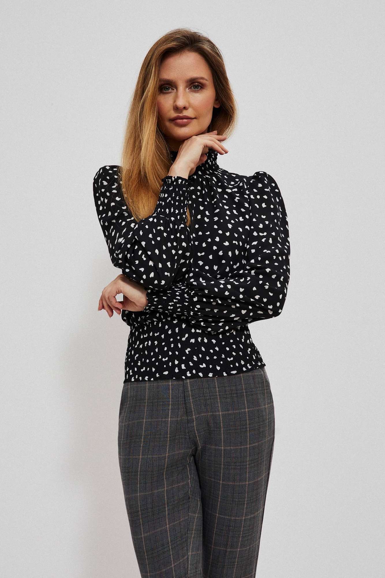 Printed blouse with puff sleeves