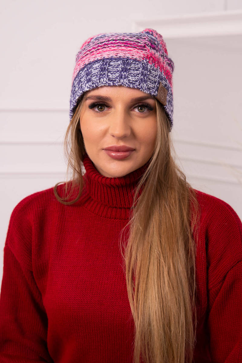 Beanie with fleece Monika K256 pink+dark purple