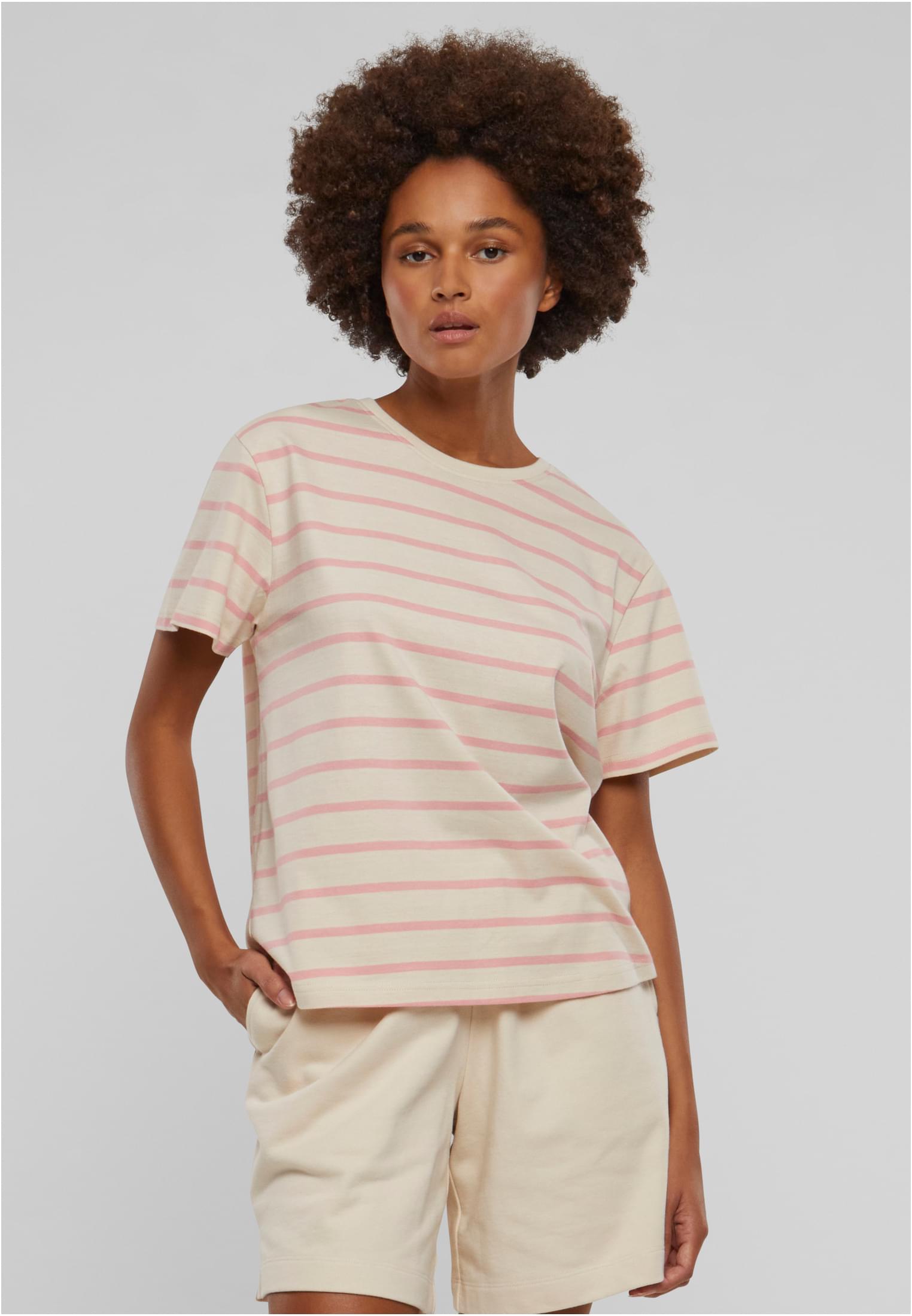 Women's Striped Box T-Shirt Cream/Pink