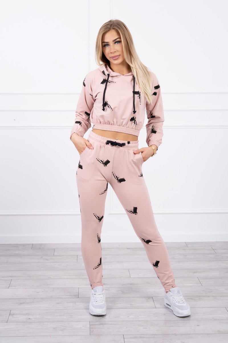 Set With Printed Pistols Dark Powder Pink