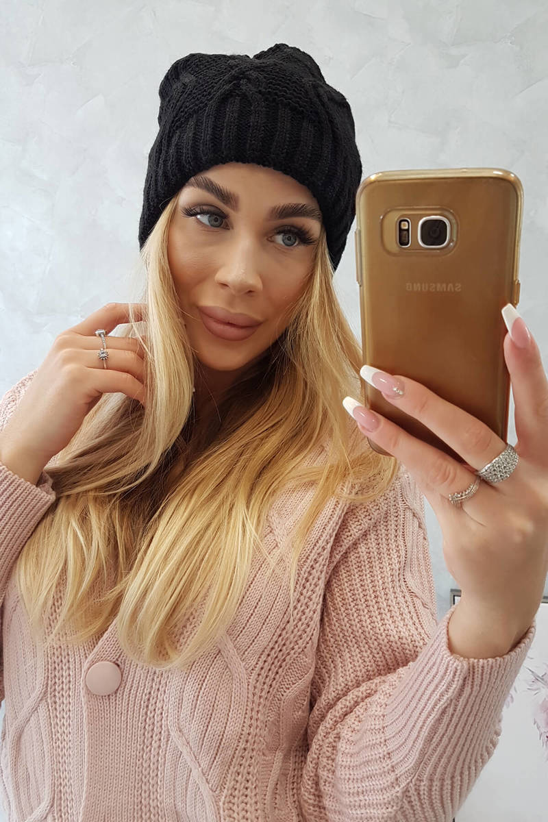 Beanie with fleece Sylwia K244 black