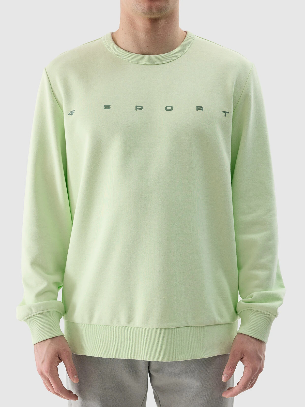 Men&#039;s sweatshirt without fastening and without hood 4F - green