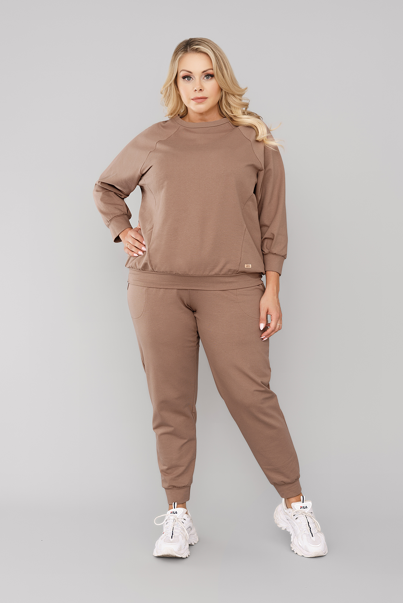 Women's Tracksuit Alta, 3/4 Sleeves, Long Legs - Camel