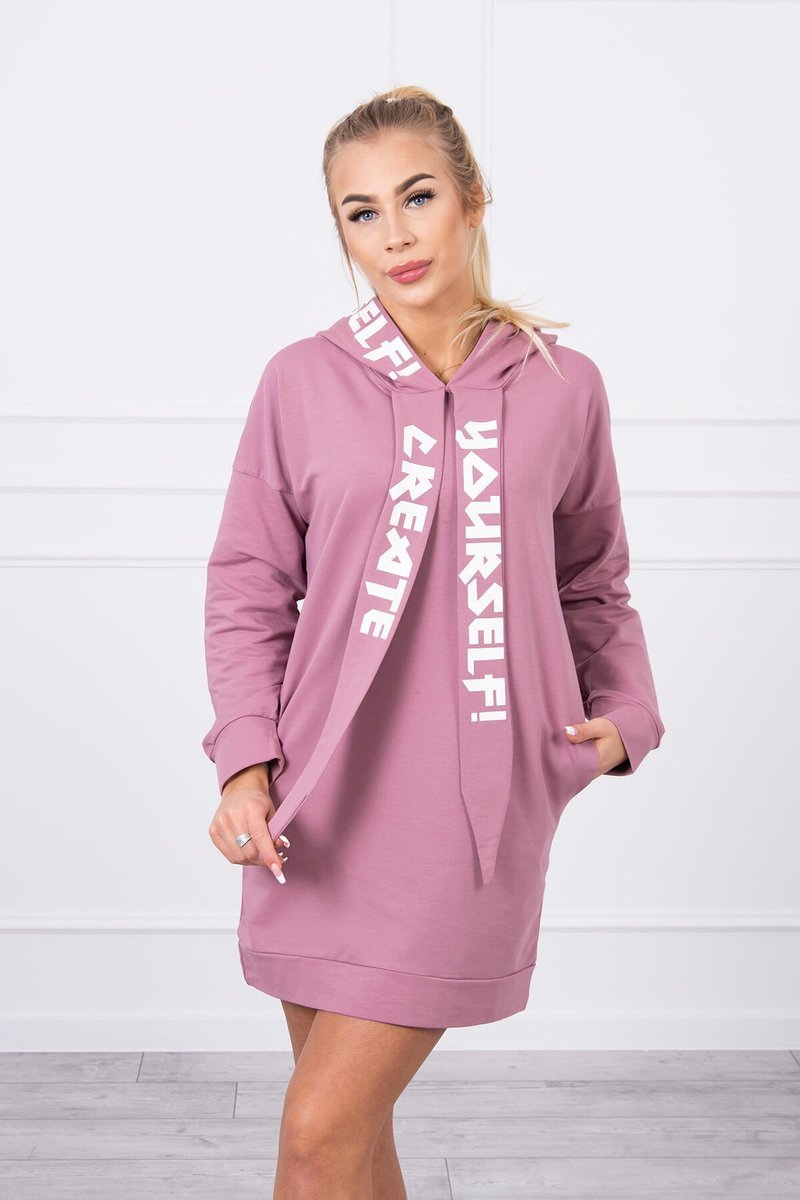 Oversize Hooded Dress Dark Pink