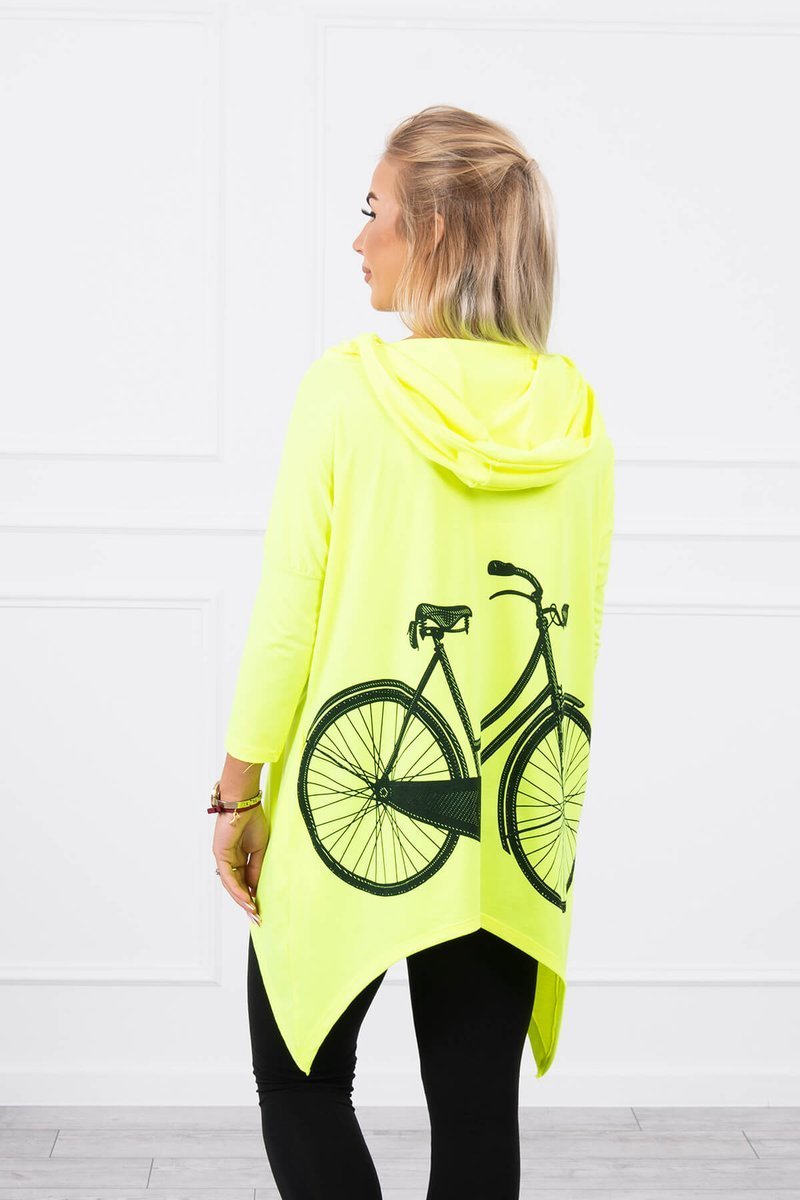 Sweatshirt With Yellow Neon Print On Bike