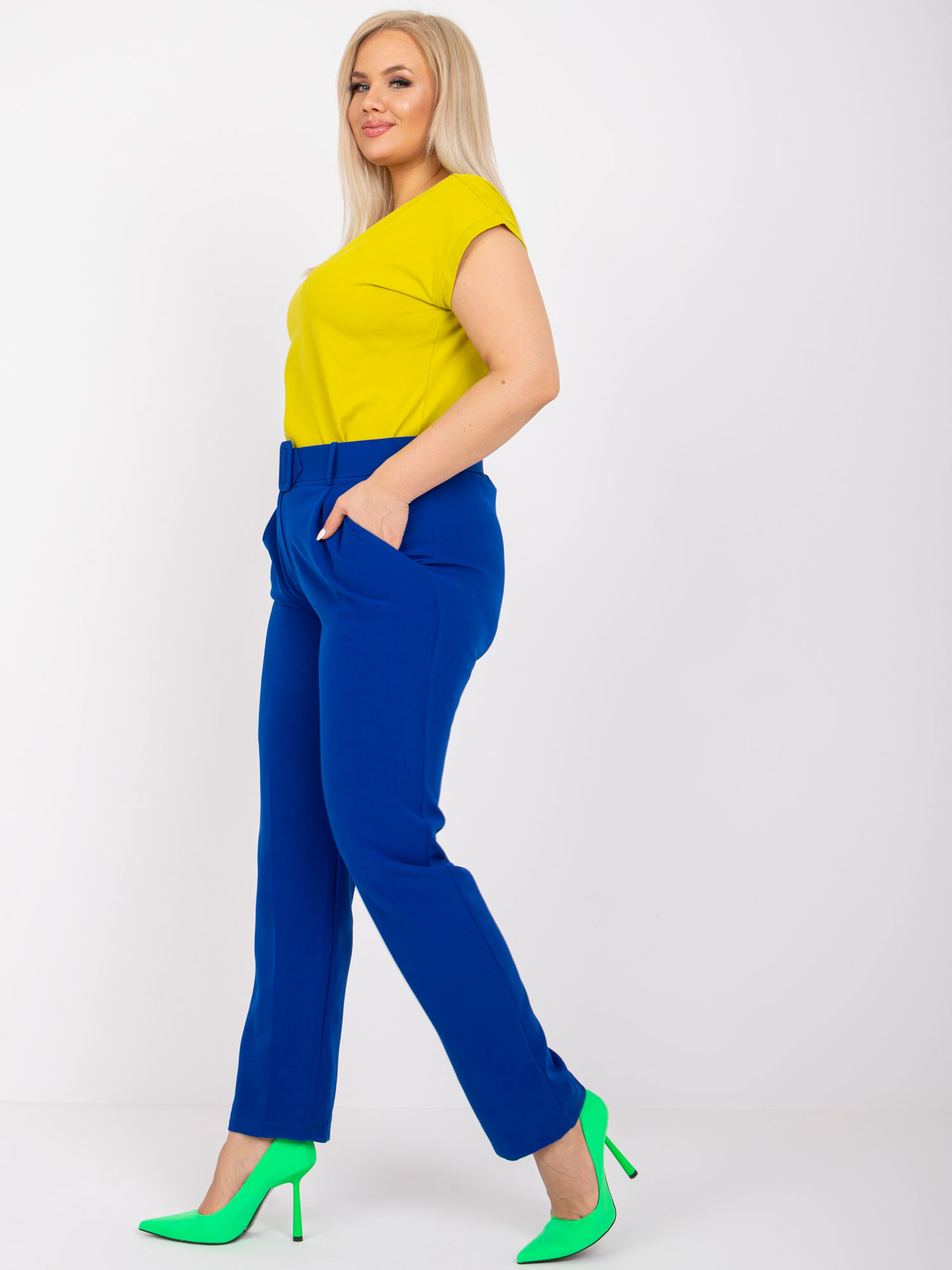 Tricou verde deschis plus dimensiune din bumbac