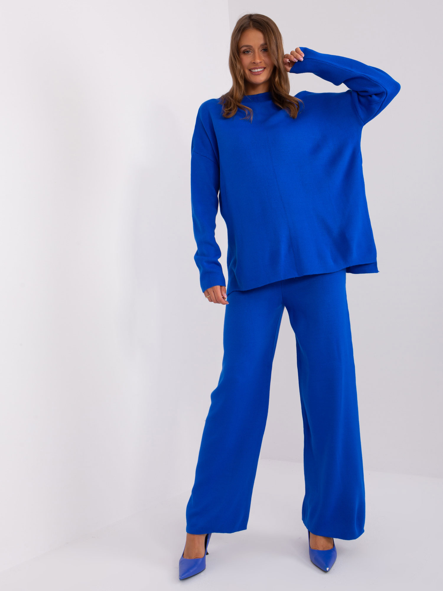 Cobalt Blue Casual Set With An Oversize Sweater