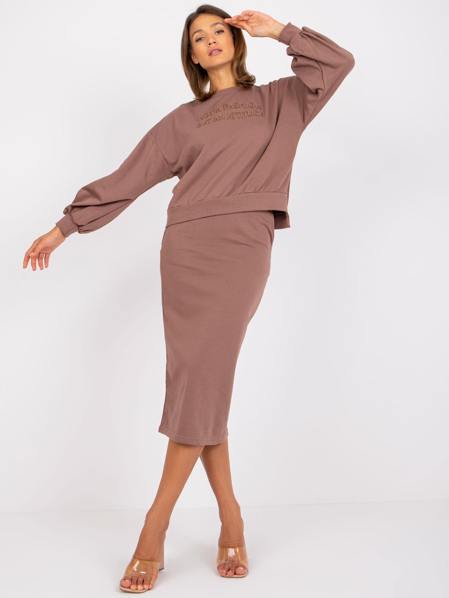 Light Brown Sweatshirt With Midi Skirt By Louis