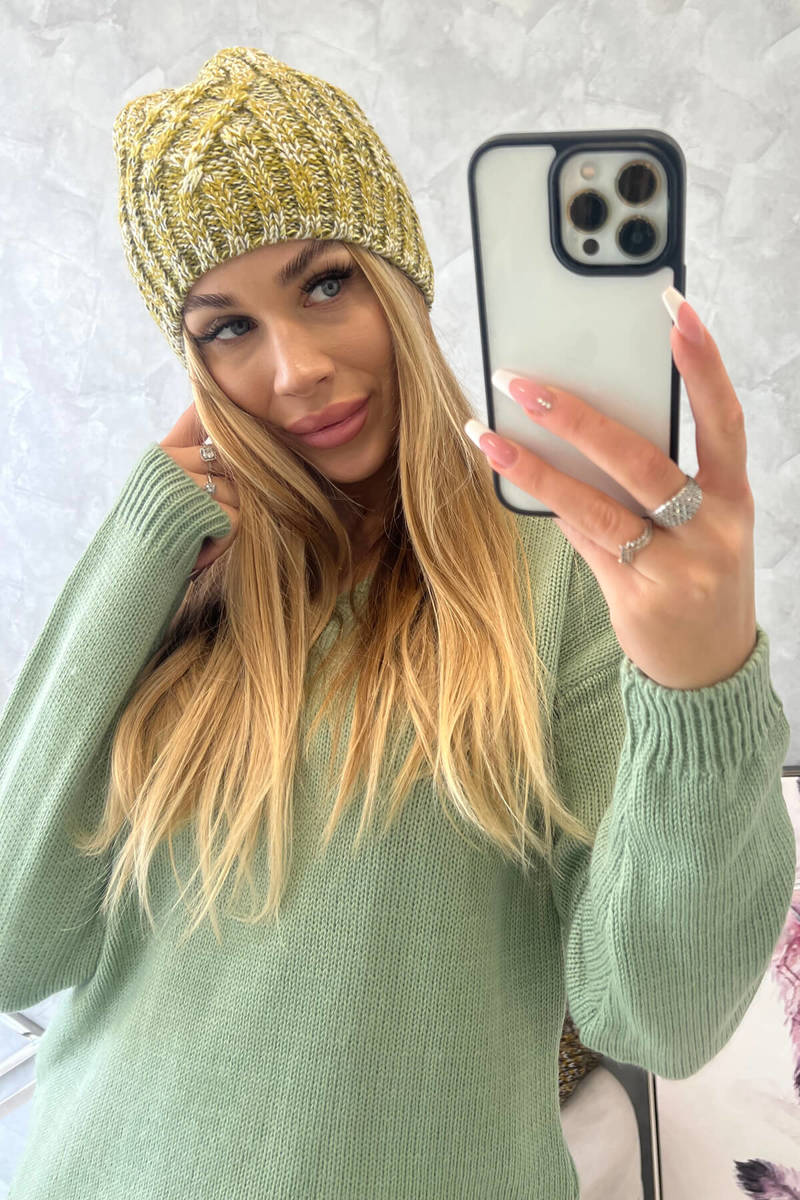Beanie with fleece Merry K225 kiwi+khaki