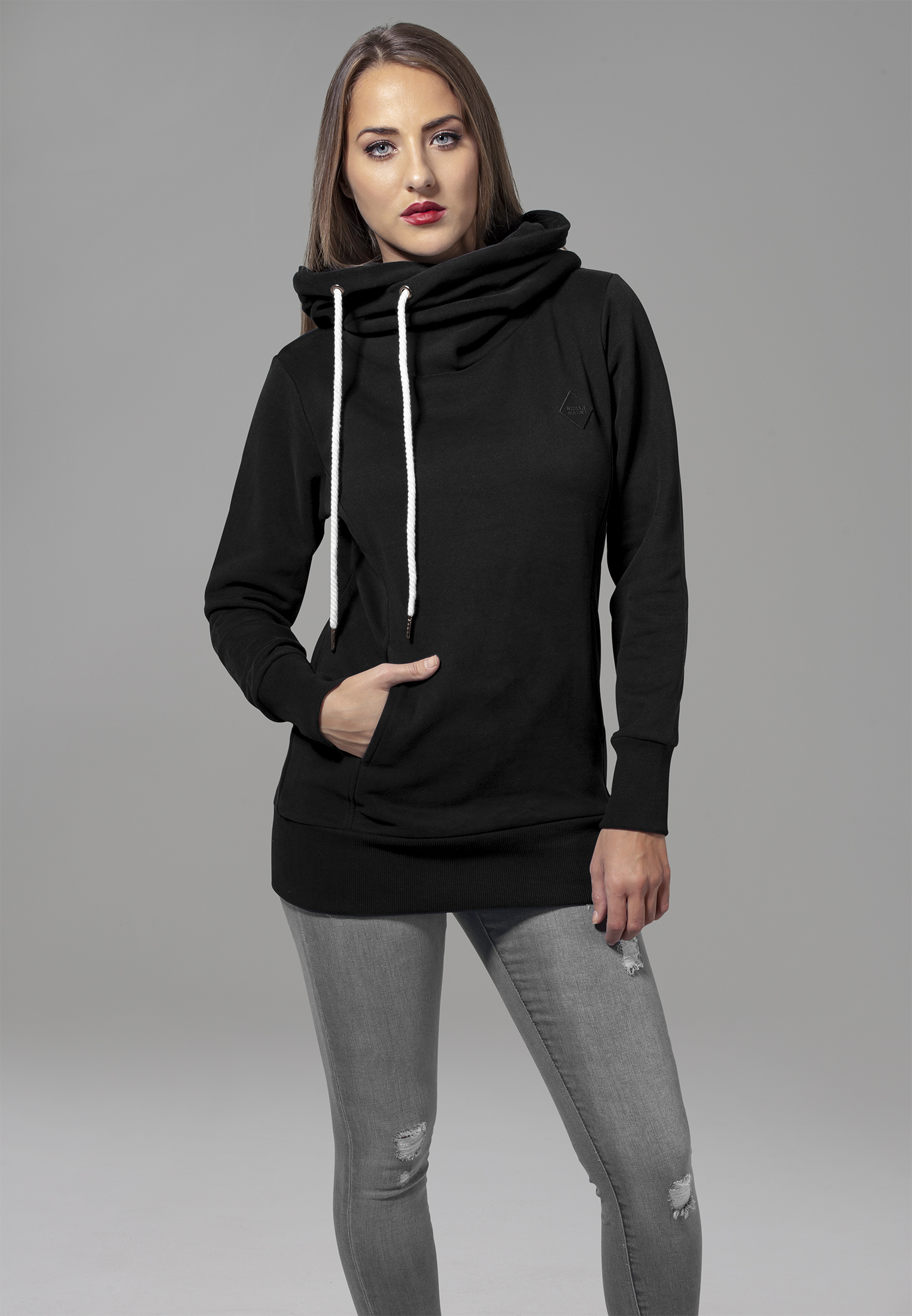 Women's Long Logo With Hood In Black