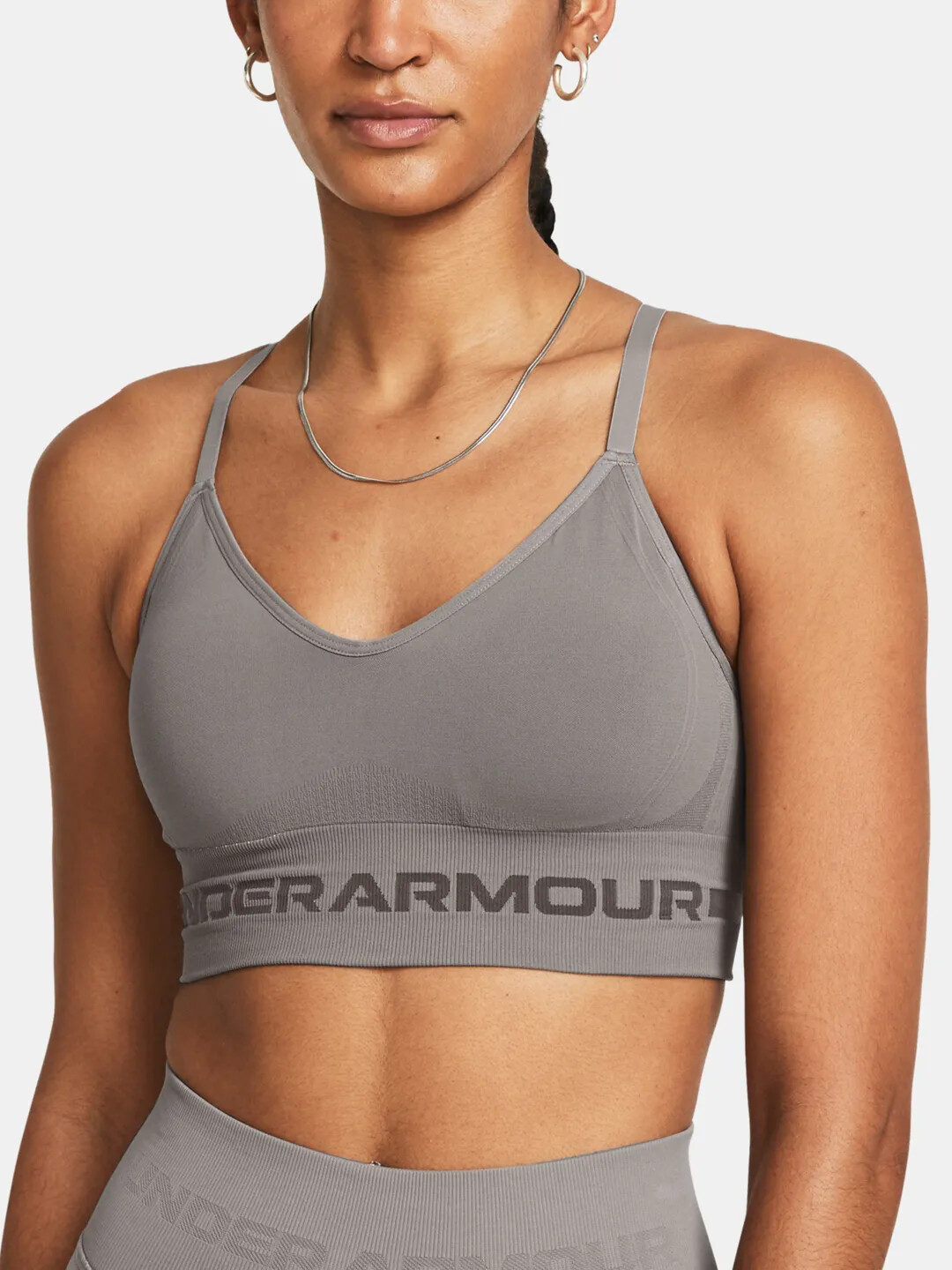 Podprsenka Under Armour UA Seamless Low Long Bra - šedá