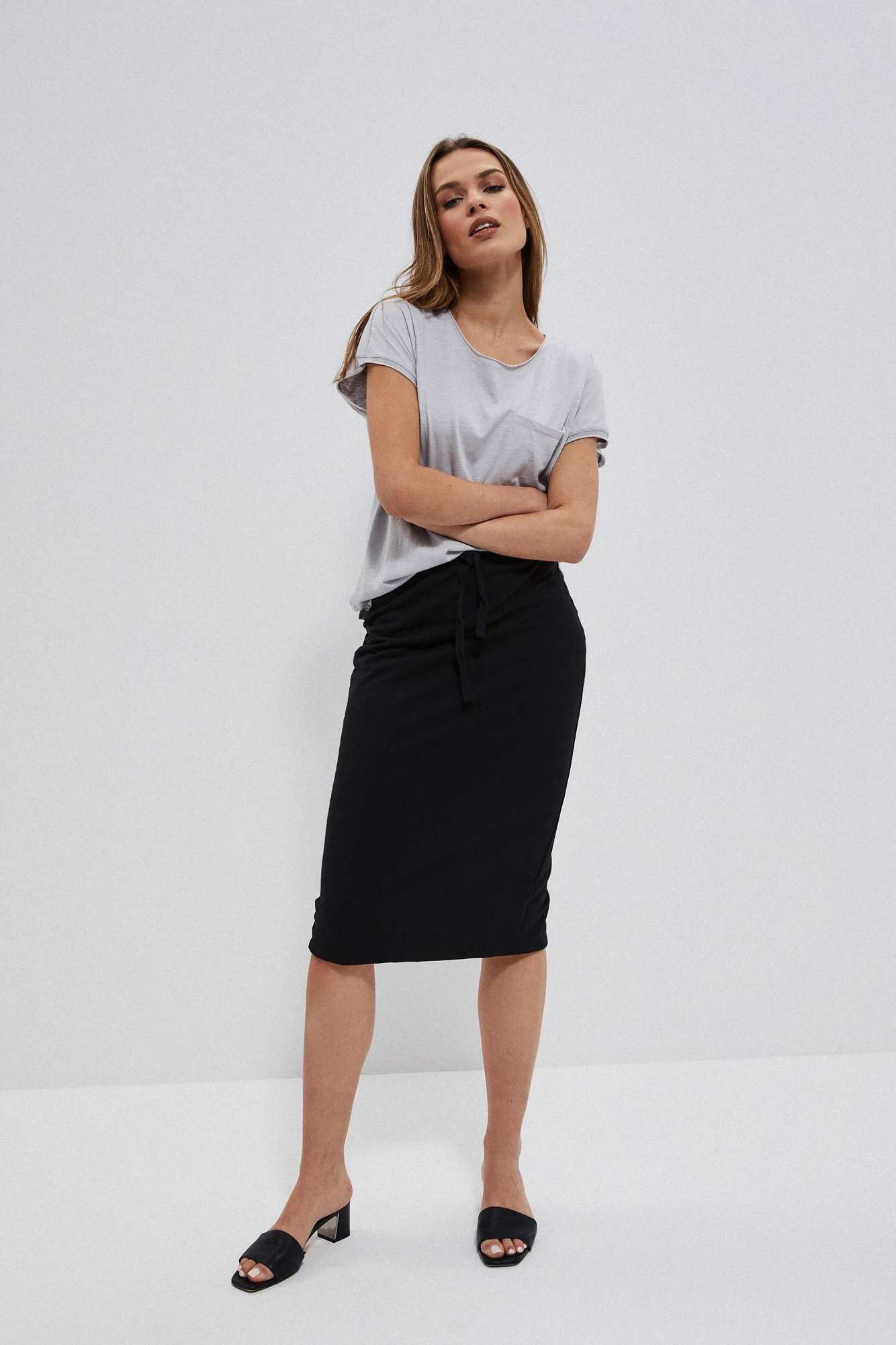 Sweatshirt knit skirt - black