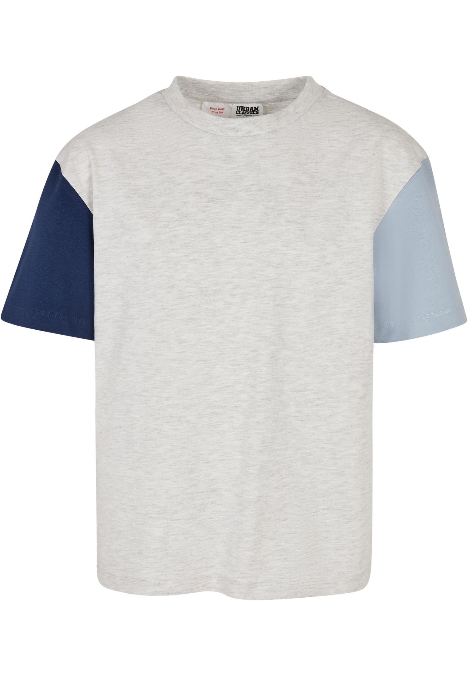 Boys' Organic Oversized T-Shirt Colorblock Light Grey