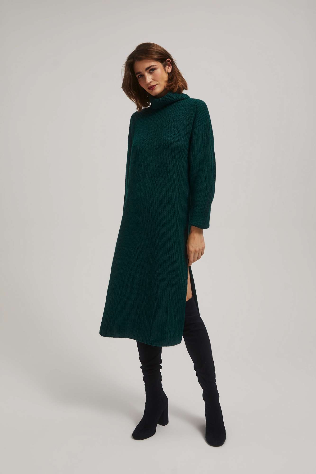 Marisse Emerald Turtleneck Sweater Dress