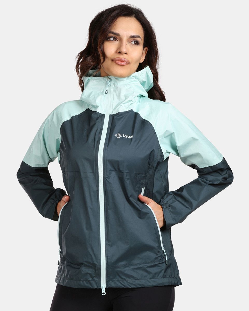Women's outdoor hardshell jacket Kilpi HURRICANE-W Dark green