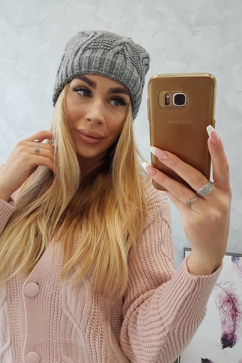 Beanie with fleece Sylwia K244 dark gray