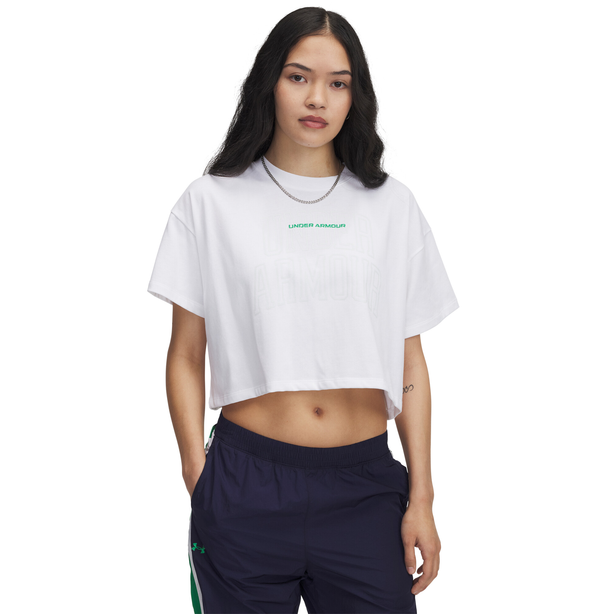 Womens T-shirt Under Armour W Varsity Mix HW SS Crop