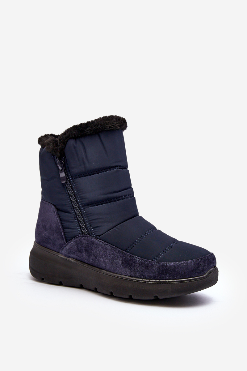 Women's Snow Boots With Fur, Navy Blue Primose