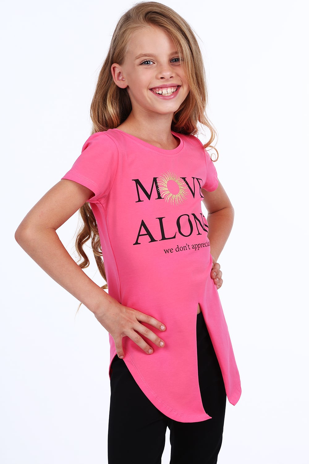 Girl's tunic with cut amaranth