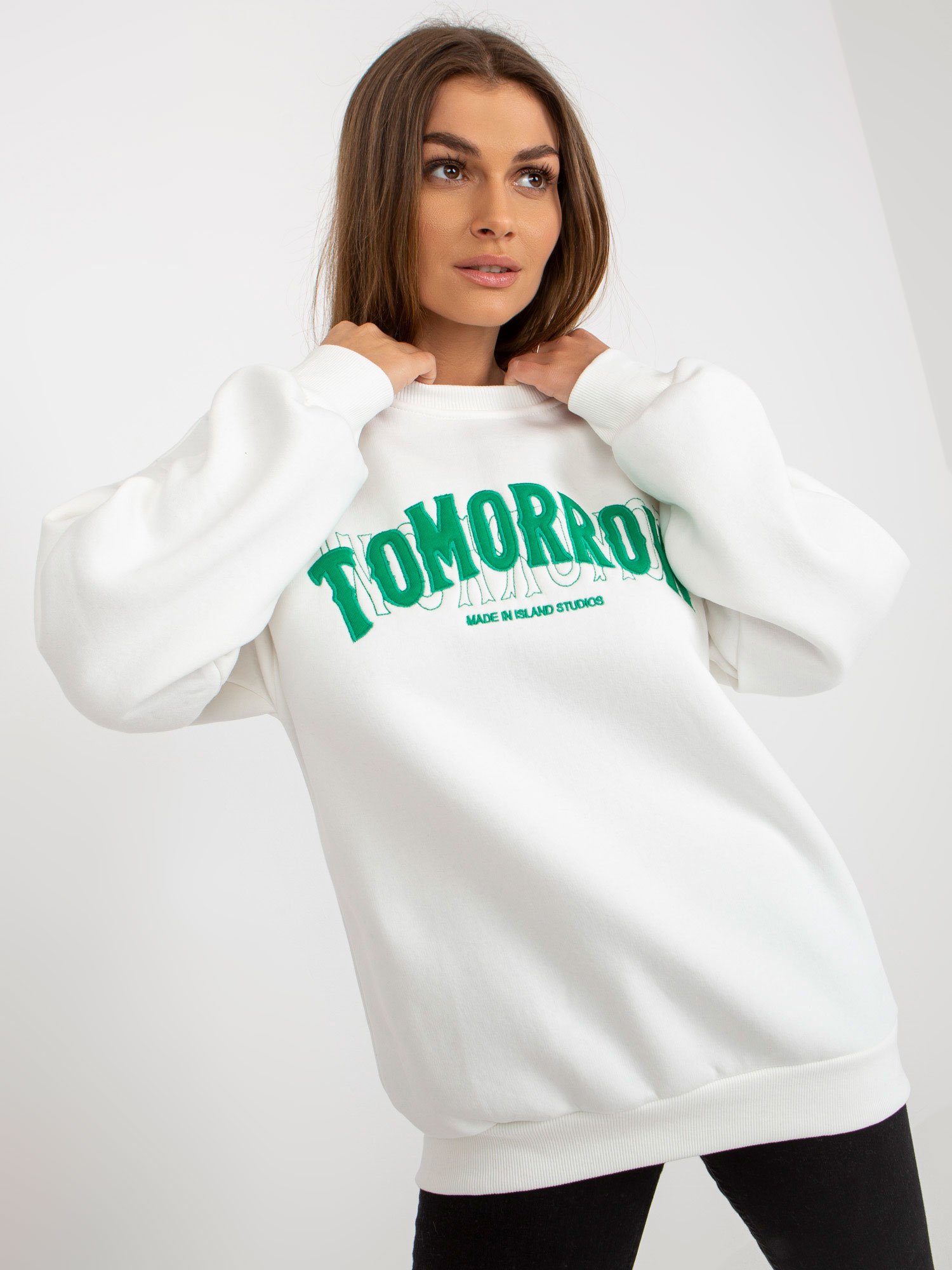 Ecru Women's Hoodie With Inscriptions