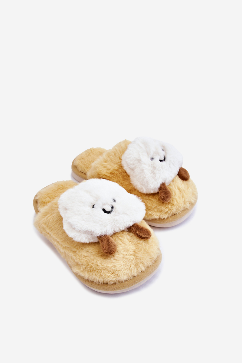 Children's warm slippers with fur Yellow Rubee