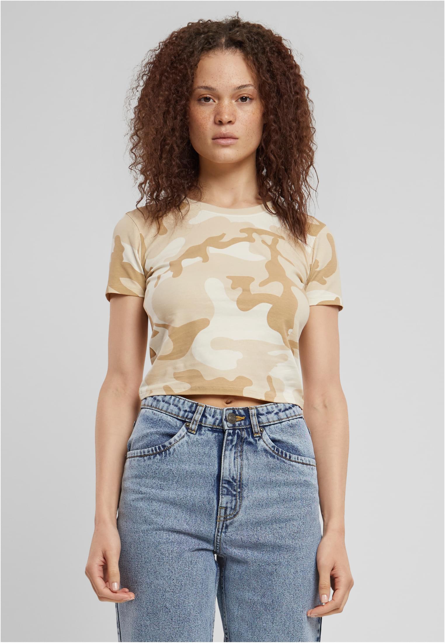 Dámské Krátké Tričko Cropped Camo Světlé/maskáčové