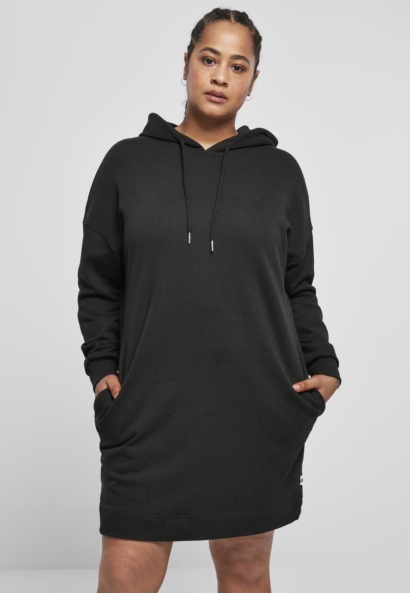Levně Dámské organické oversized froté šaty s kapucí černé