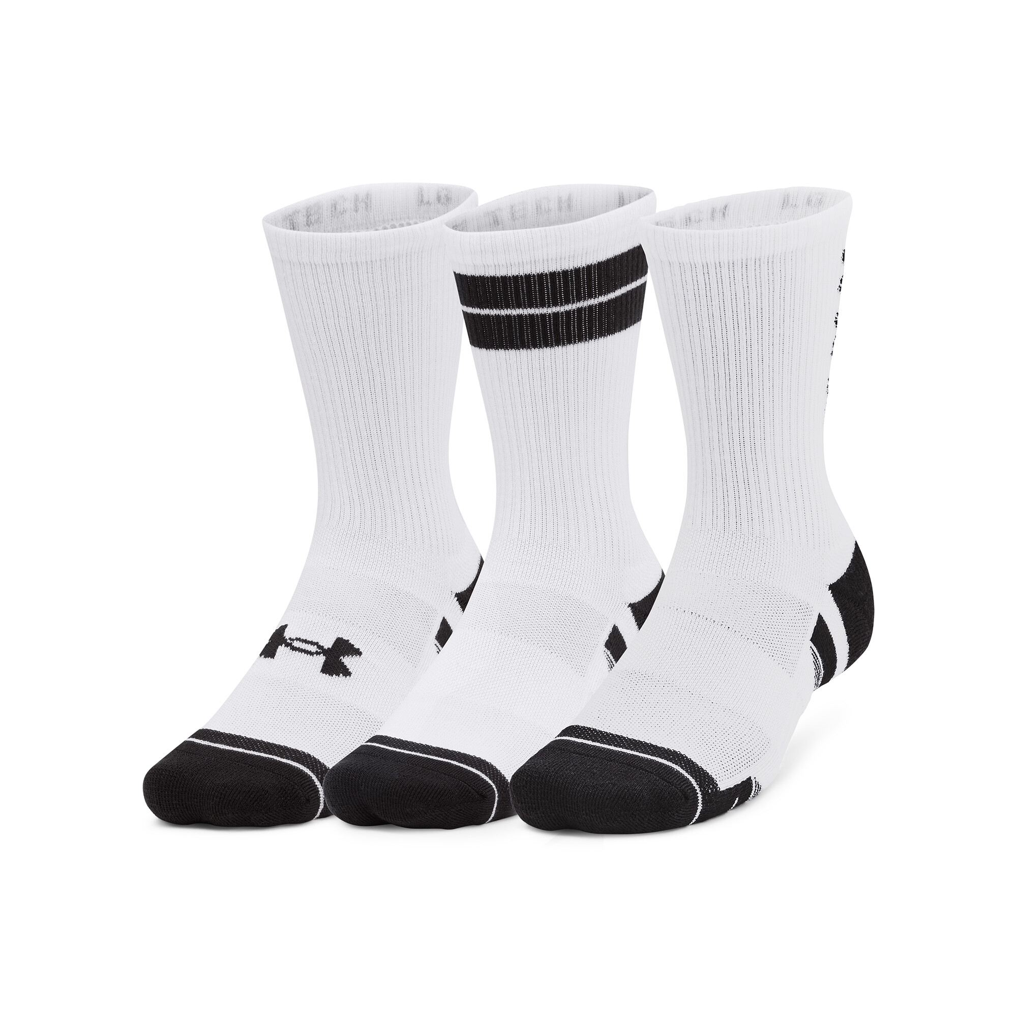 UA Perf Tech Nov 3pk Crew-WHT