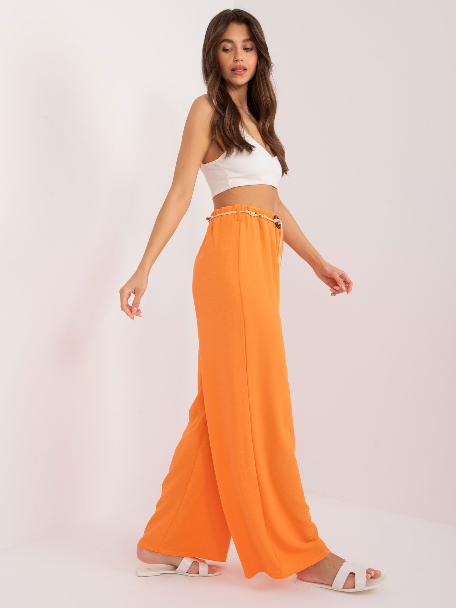Orange trousers made of straight fabric