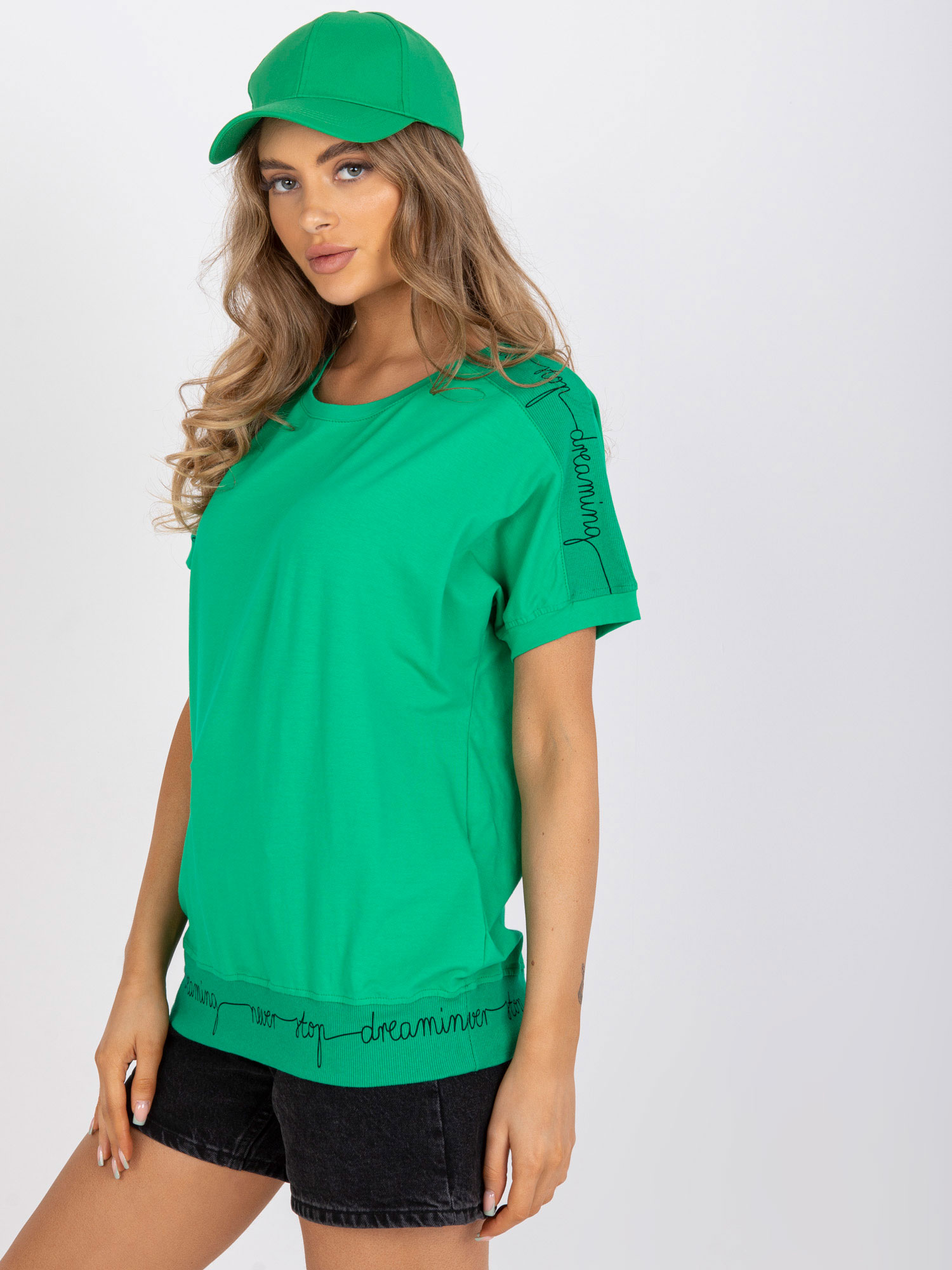 Tricou dama, Fashionhunters i523_RV-BZ-7647.62Pciemny zielony