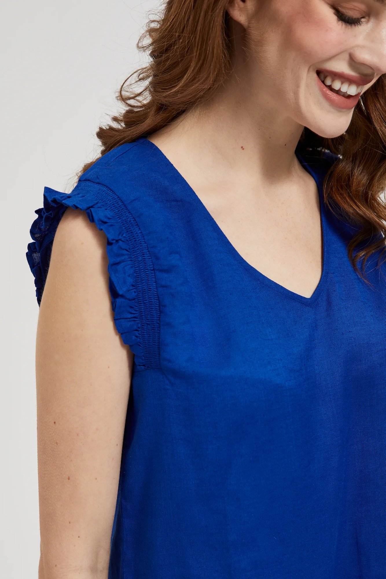 Women's tank top with frills MOODO - navy blue