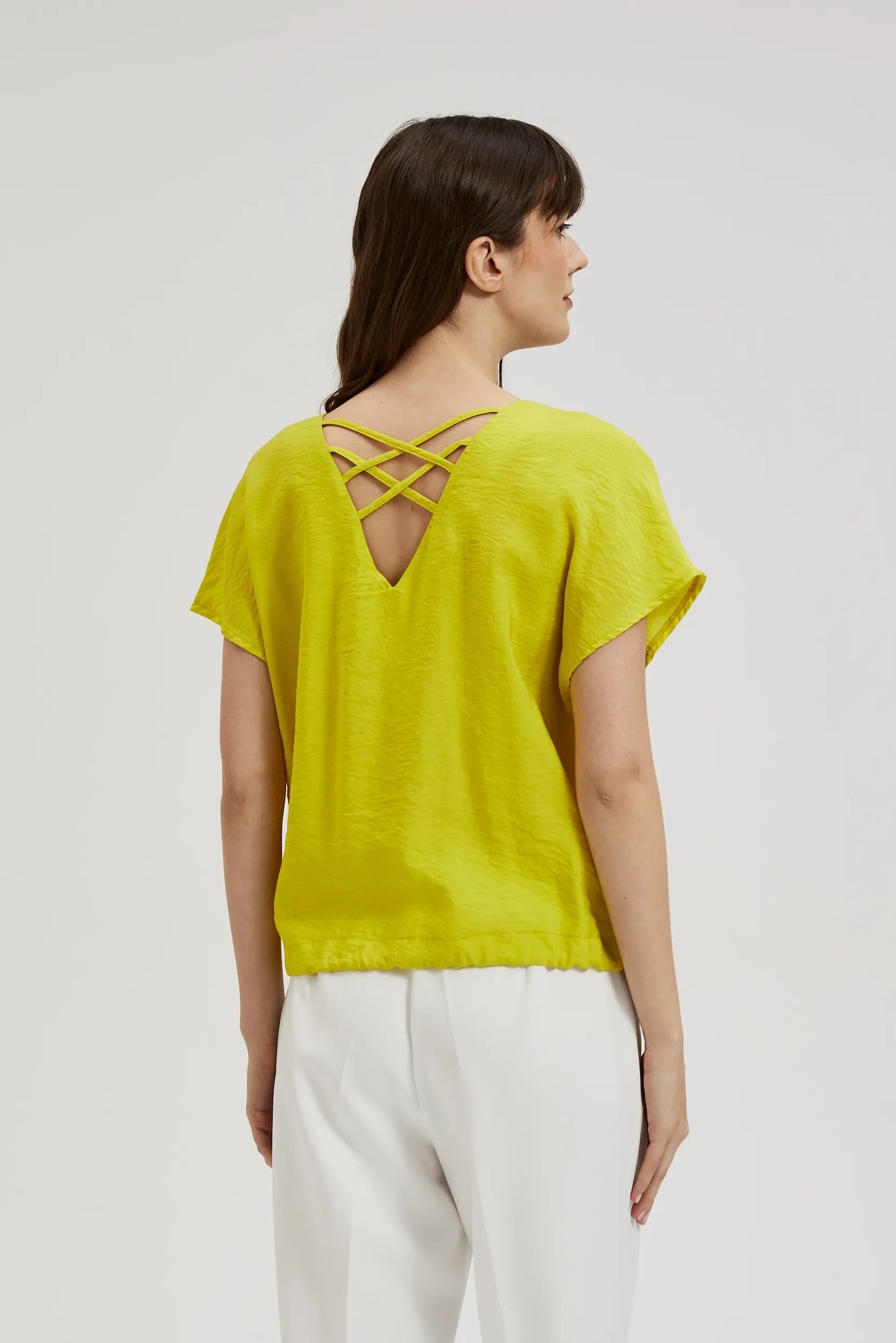 Women's blouse with waist tie MOODO - green