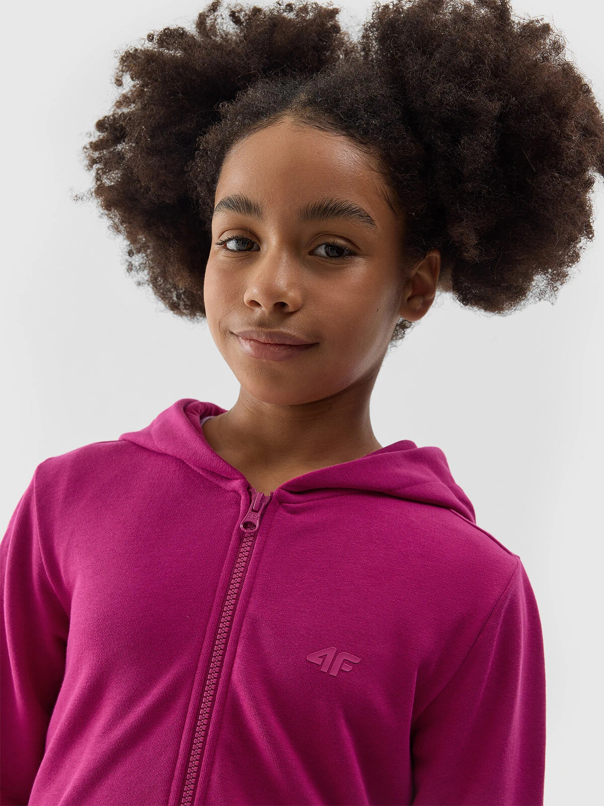 Girls&#039; Sweatshirt with Hoodie 4F - Pink