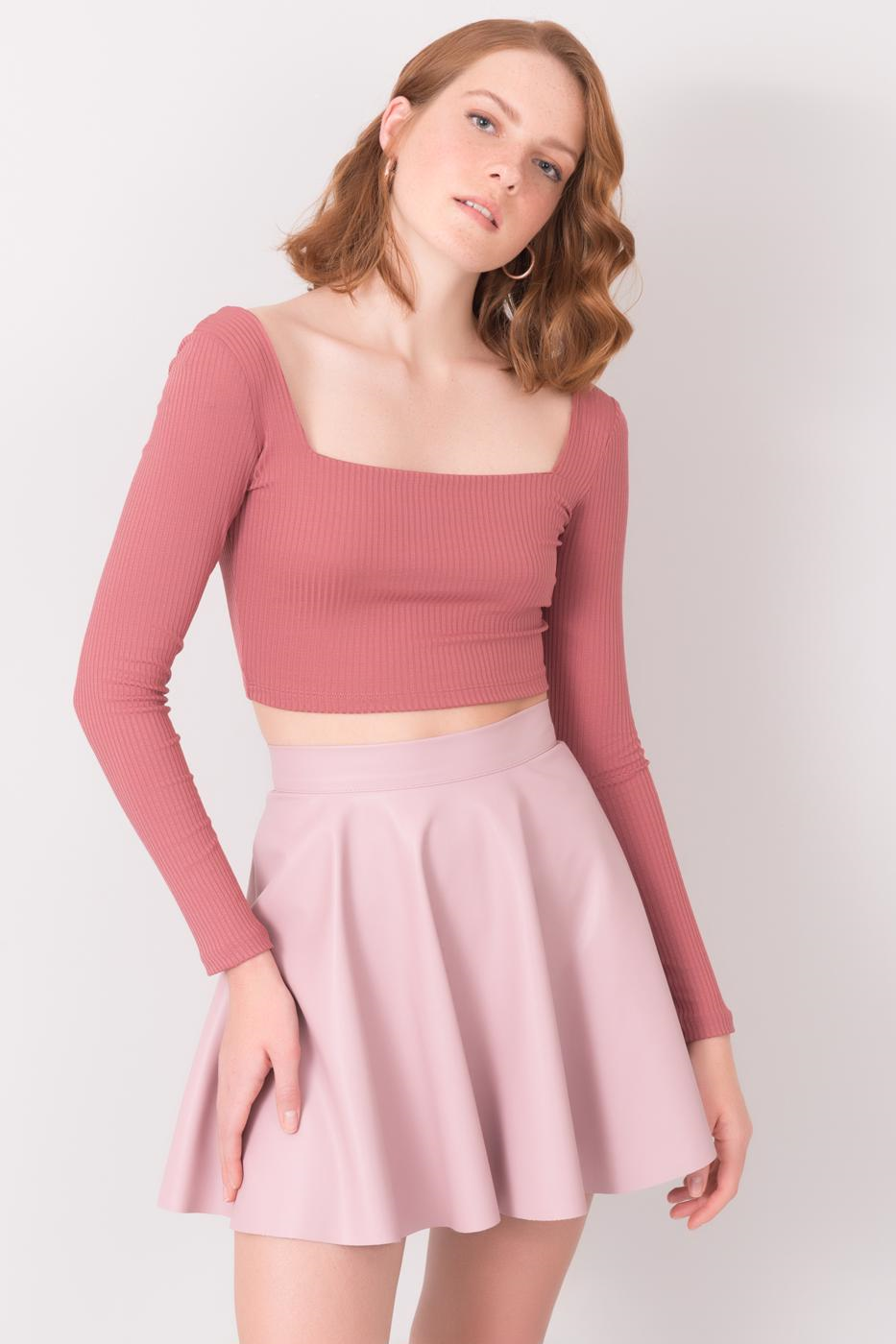 Bluza cu nervuri roz BSL