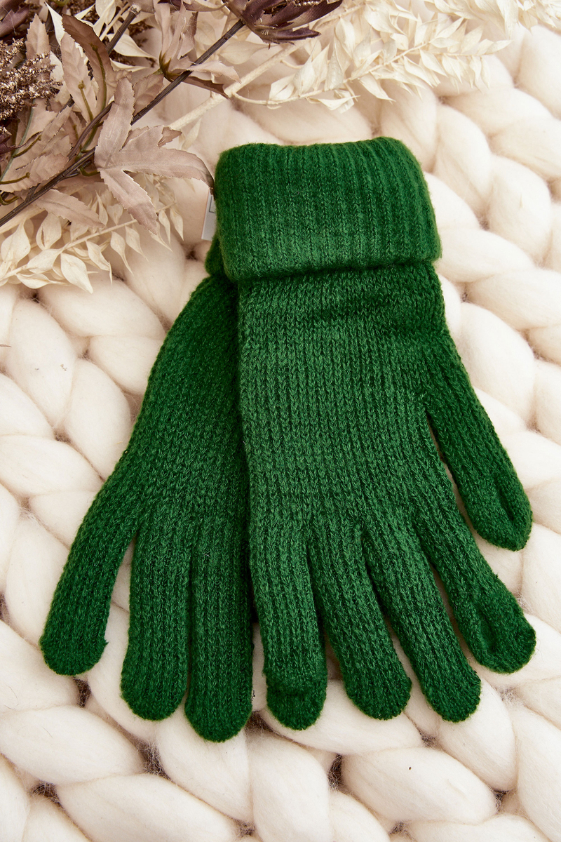 Levně Dámské hladké rukavice, zelené