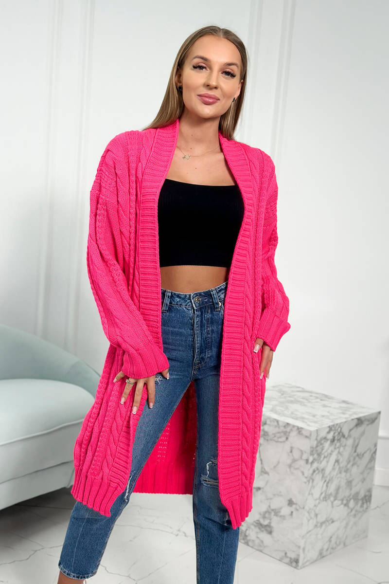 Sweater With Cable Knitted Pink Neon