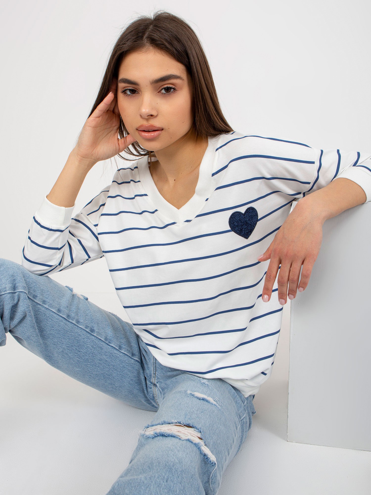 Cotton Blouse In ECR And Navy Blue By BASIC FEEL GOOD