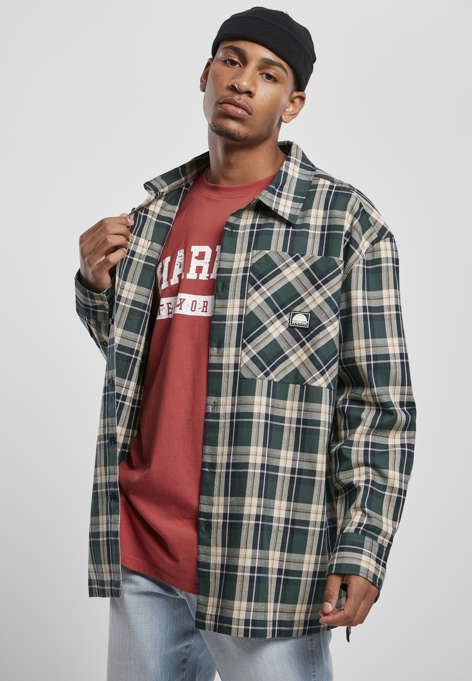 Southpole Check Flannel Shirt Green