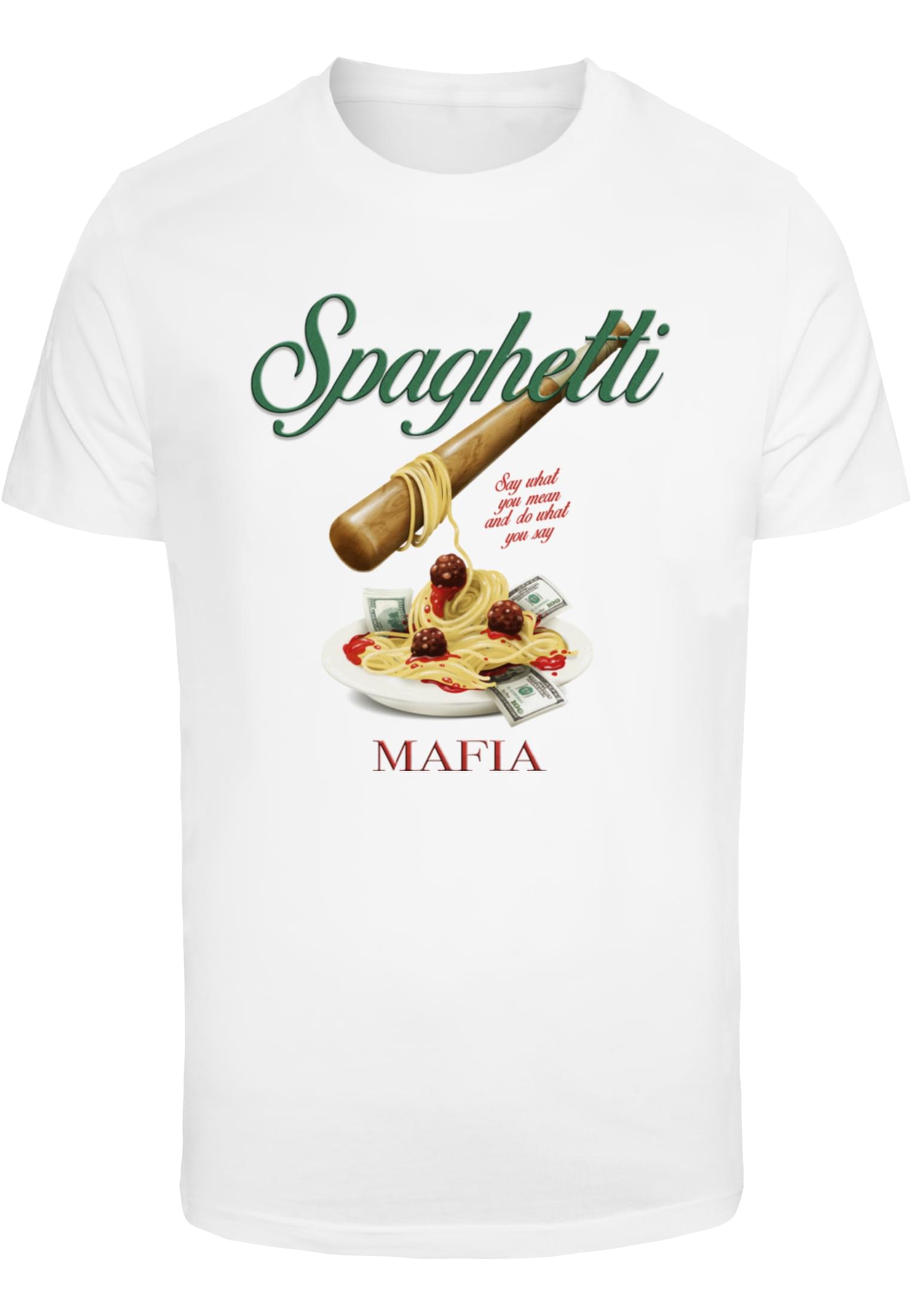 Levně Pánské tričko Spaghetti Mafia - bílé
