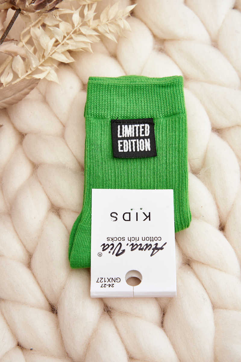 Children's smooth socks with green patch