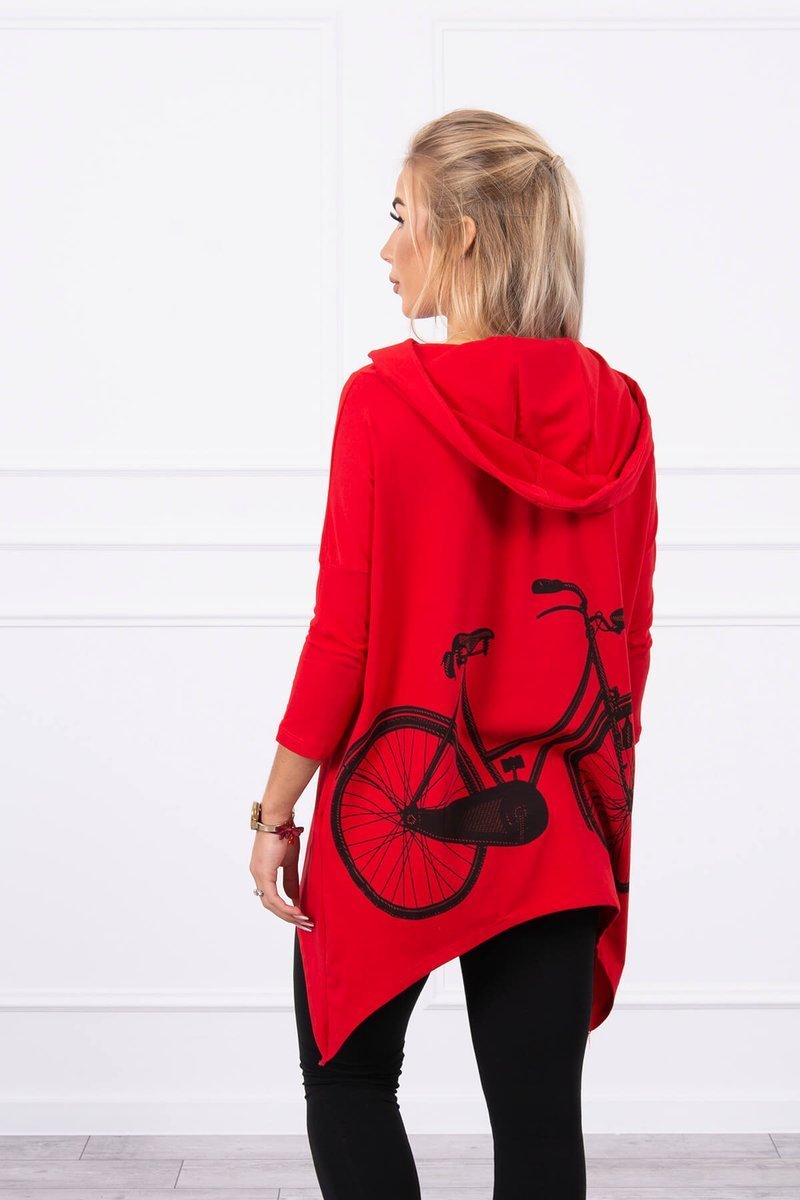 Levně Mikina s cyklistickým potiskem červená