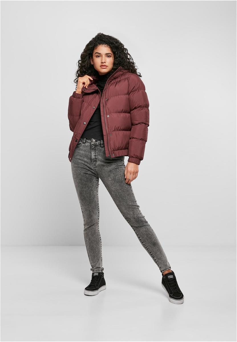 Doamnelor cu glugă Puffer Jacket Cherry