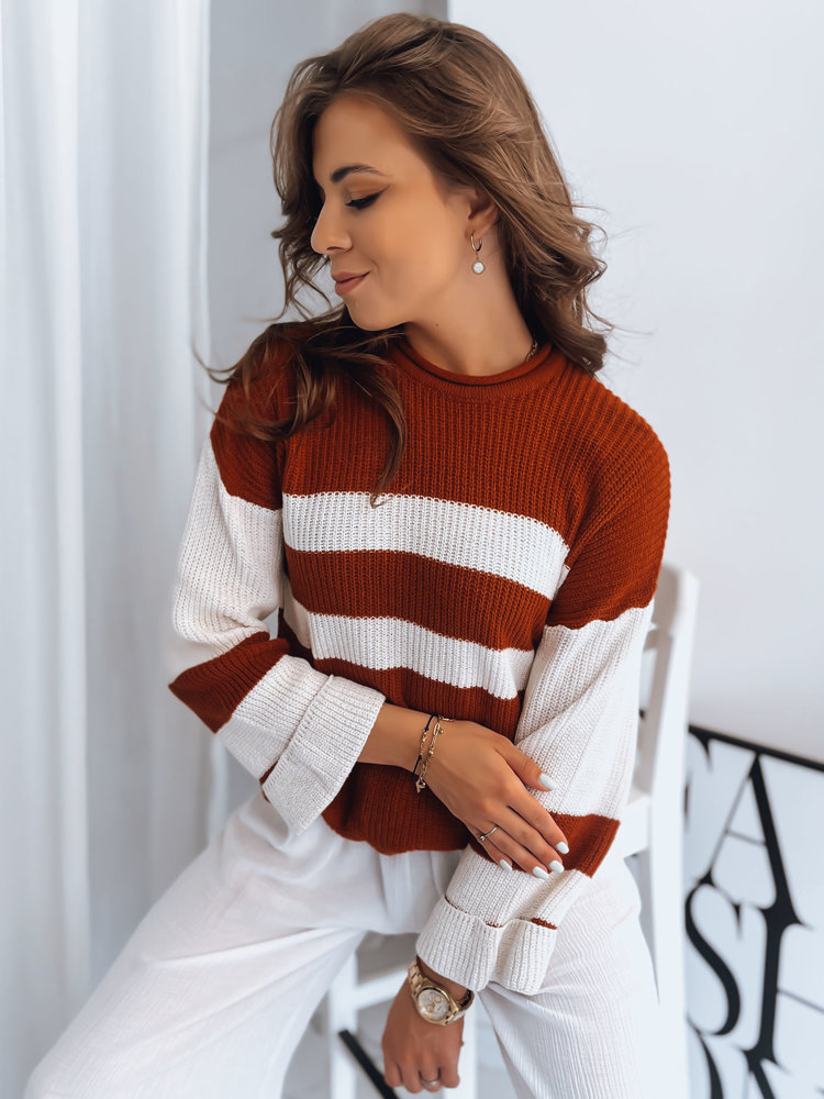 Women's Sweater AMELIA In Red And White Stripes Dstreet From