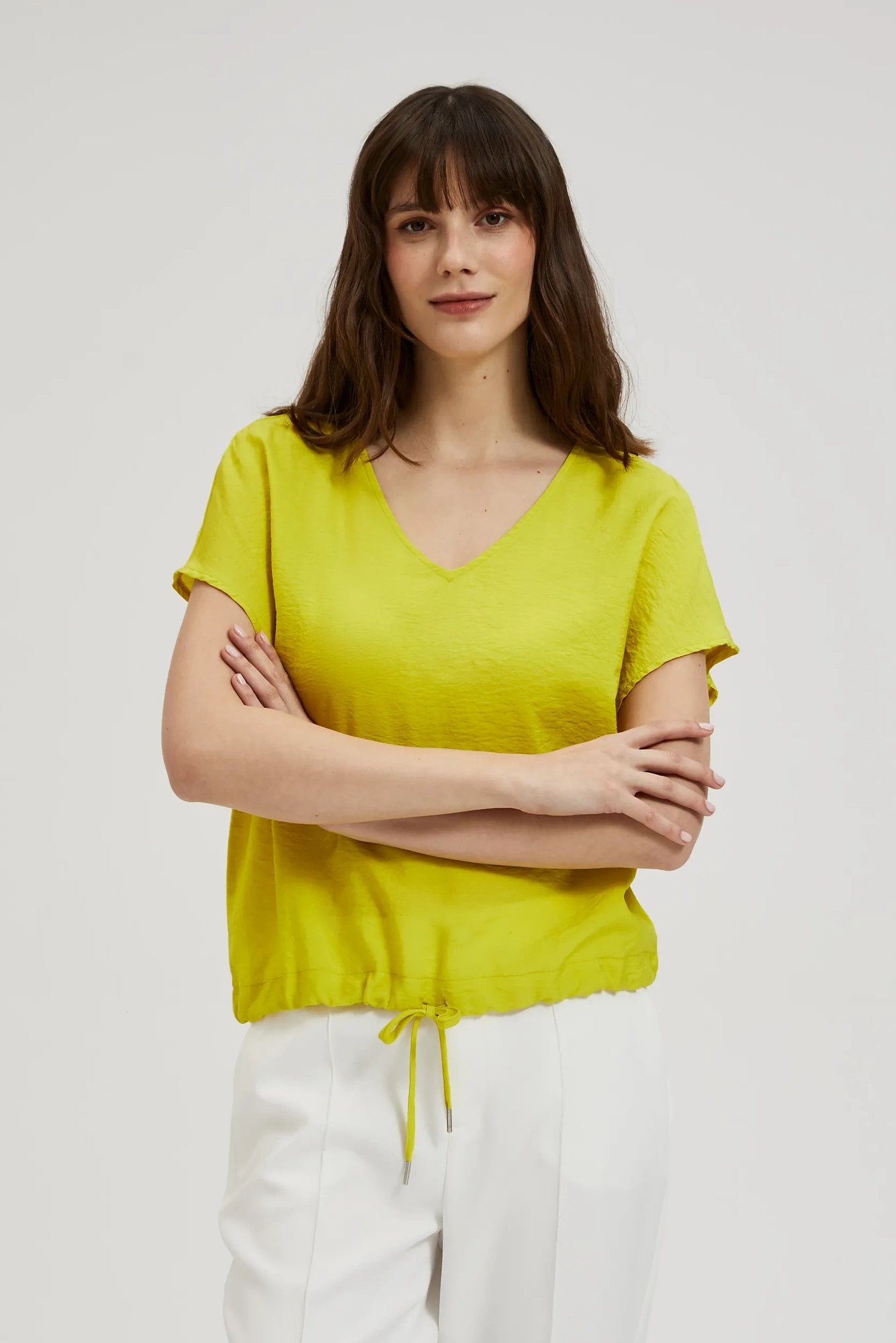 Women's blouse with waist tie MOODO - green