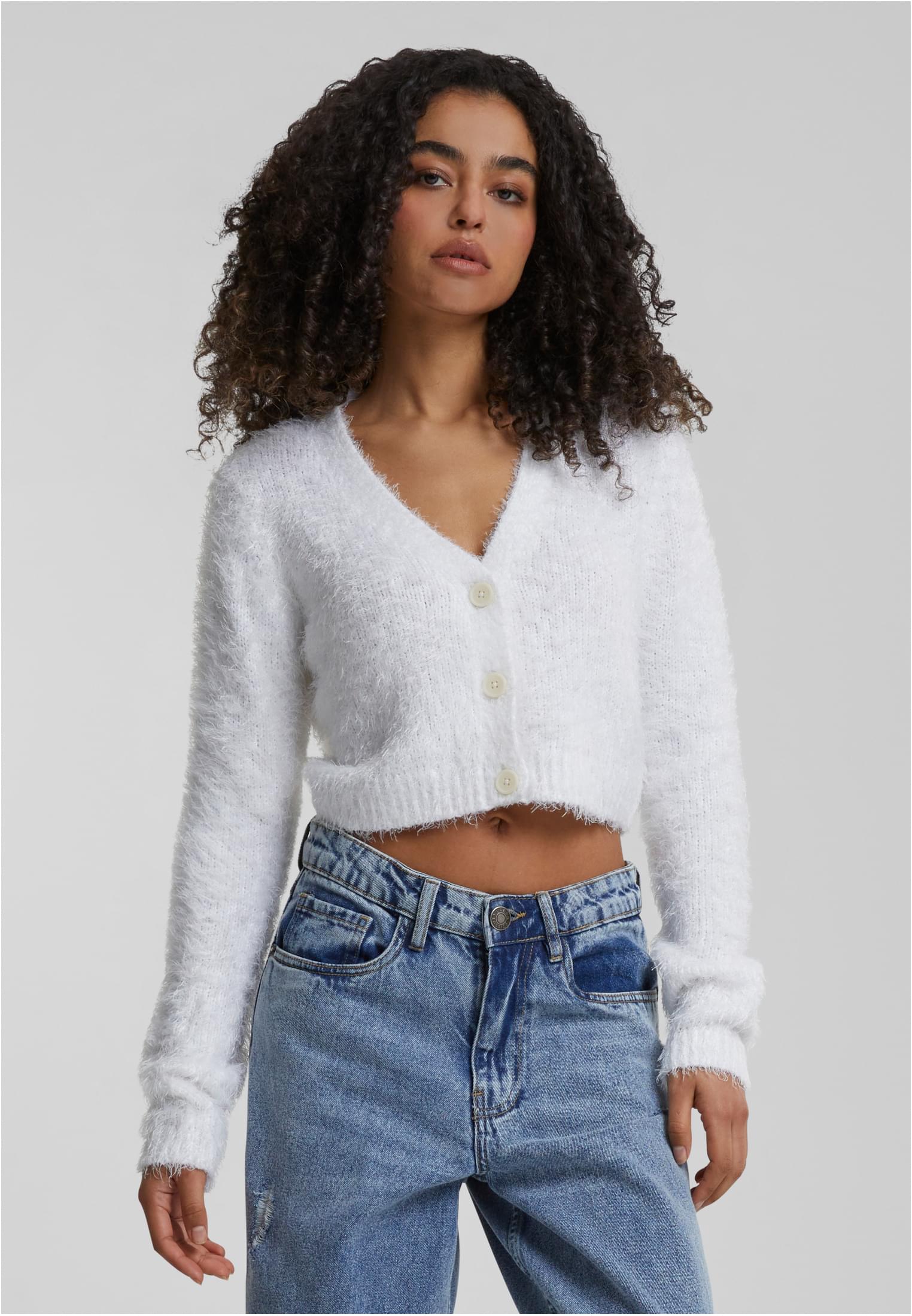 Women's Cropped Sweater Feather White