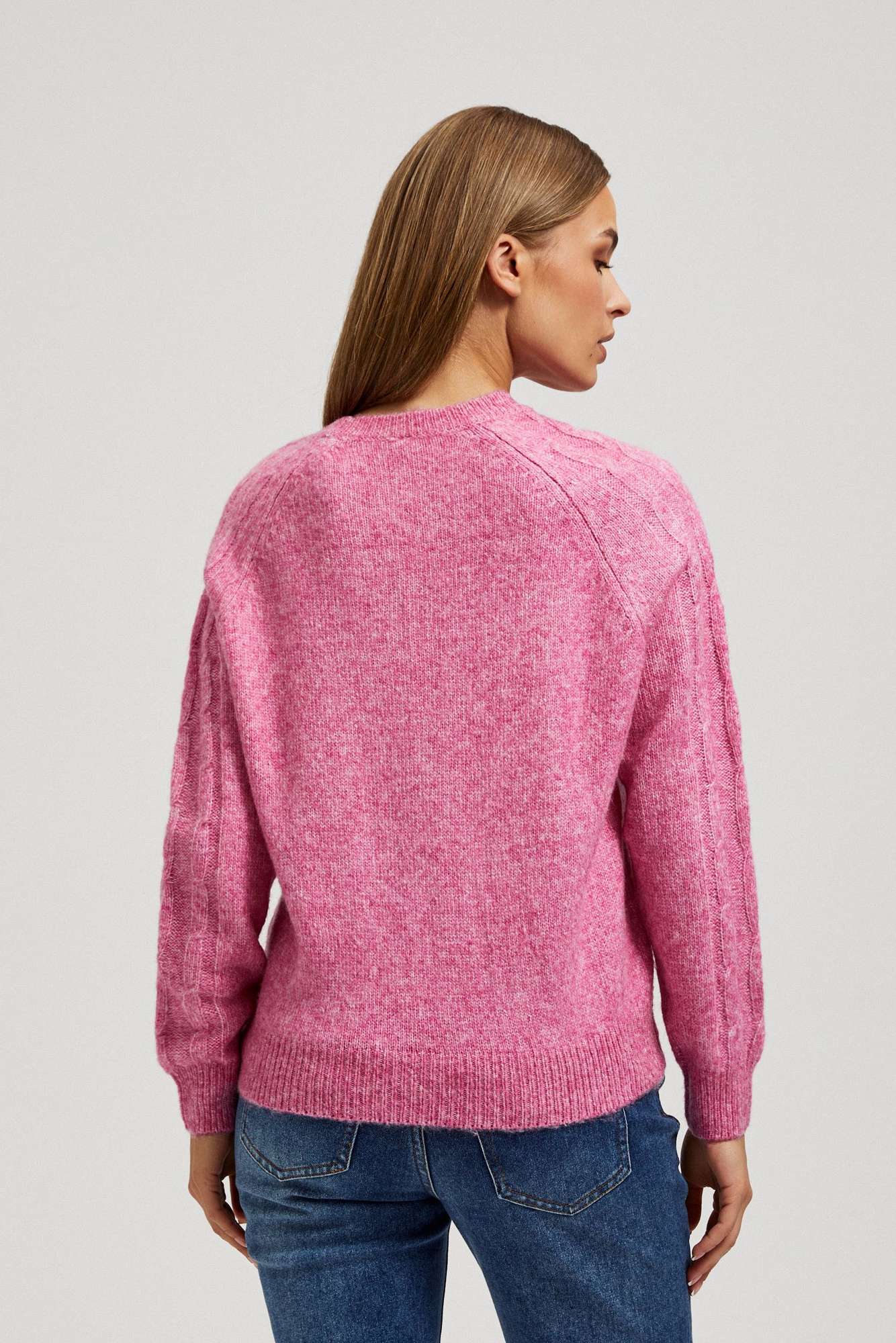 Marisse Fuchsia Sweater With Decorative Weave