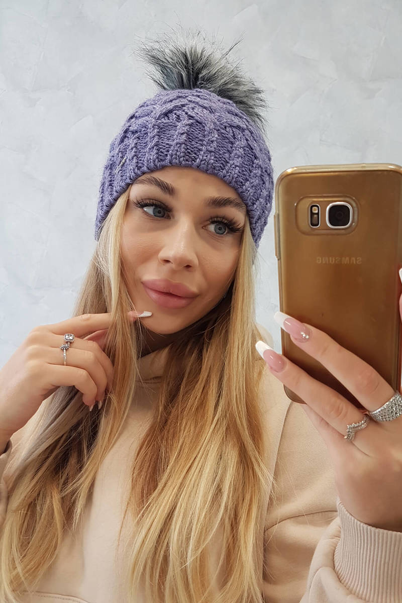 Beanie with fleece Daria K217 purple