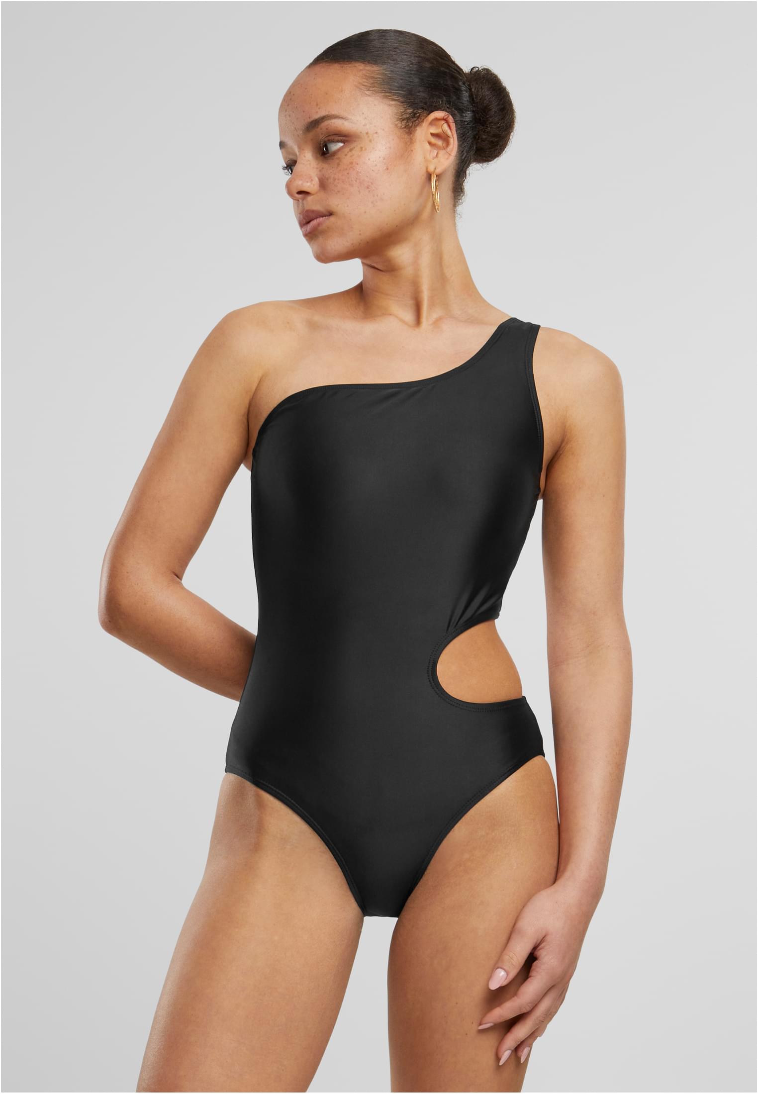 Women's Asymmetrical Cut Out Swimsuit - Black